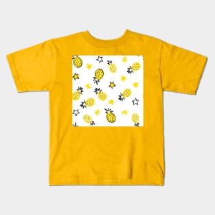 White Starry Pineapples Kids T-Shirt